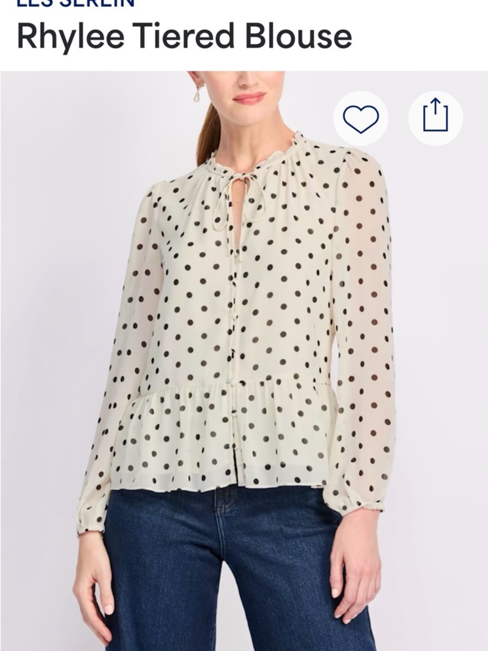 Les Serein NWT Rylee Tiered Polka Dot Blouse - Cream/Black XL